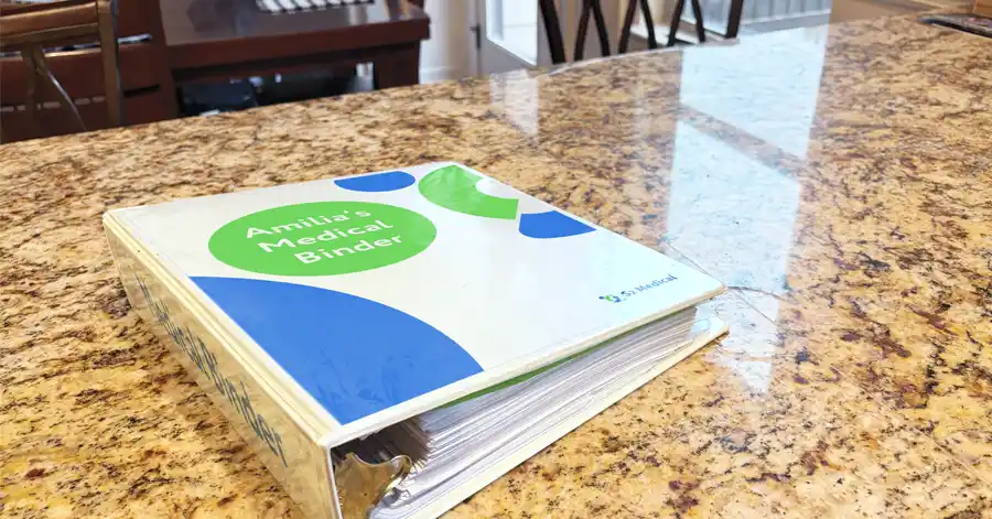Medical Binder on counter