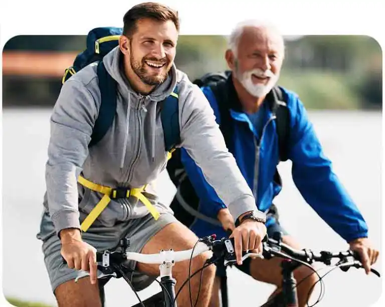 adults riding bikes