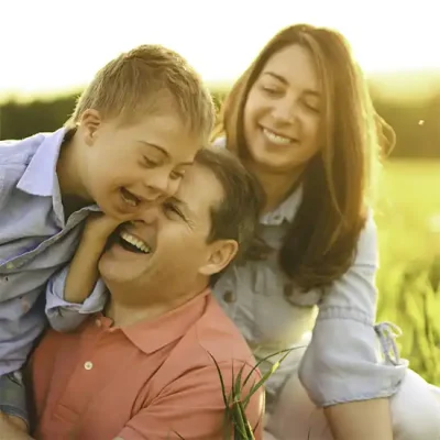 Family in warm sunlight